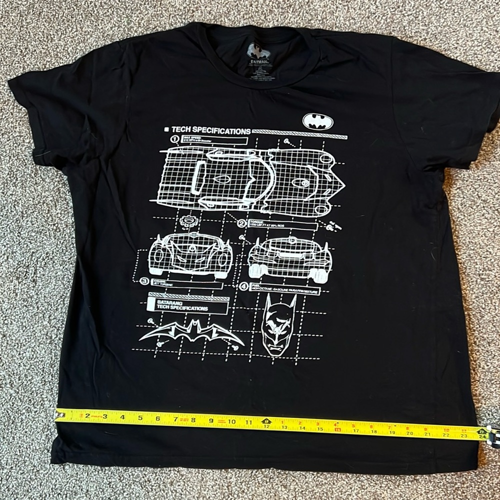 Batmobile Schematic Shirt DC Comics Batman XXL 2XL